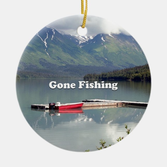 Gone Fishing: Trail Lake, Alaska Ceramic Ornament (Front)