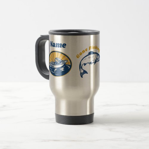 Gone Fishing Travel Coffee Mug Personalized