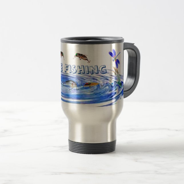 Gone Fishing Travel Mug (Front Right)