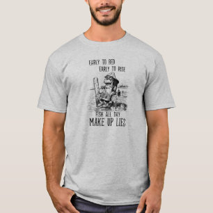 Gone Fishing Vintage Early to bed Make up Lies T-Shirt