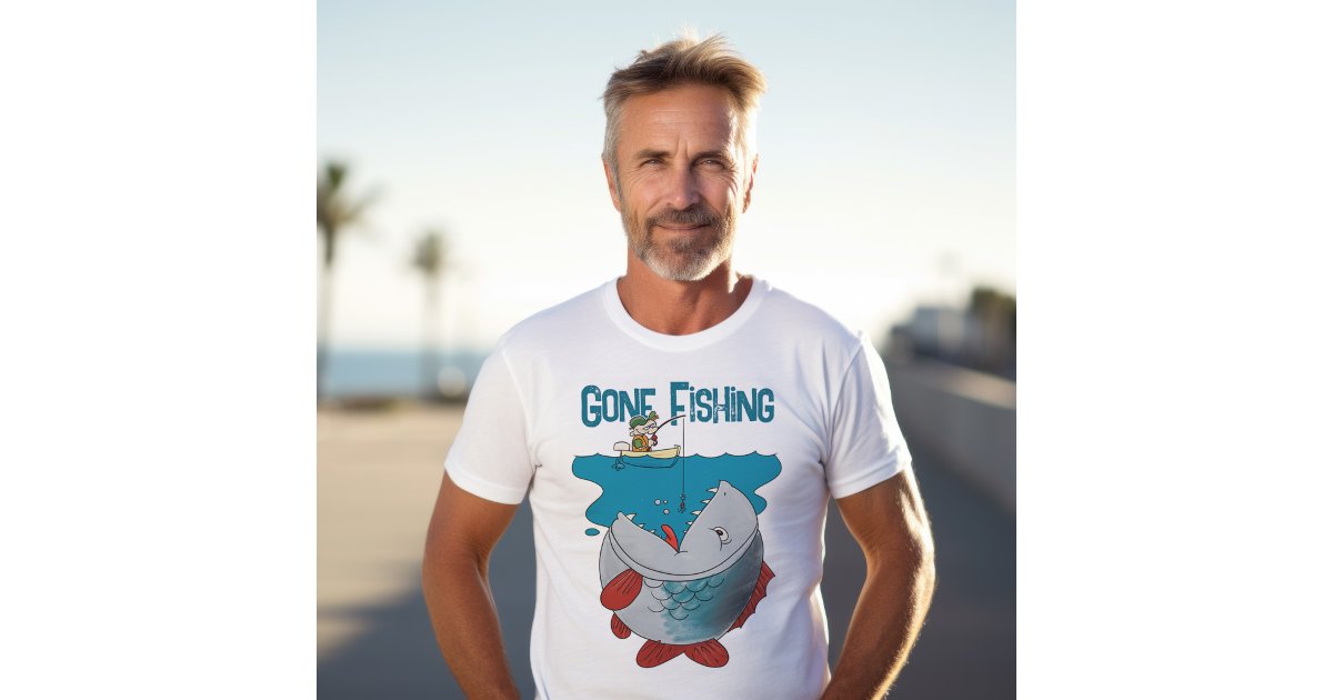Gone Fishing Waiting For The Big Catch Cartoon T-Shirt