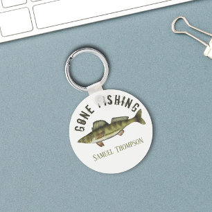 Gone Fishing Walleye Fish Modern Fisherman Cute Keychain