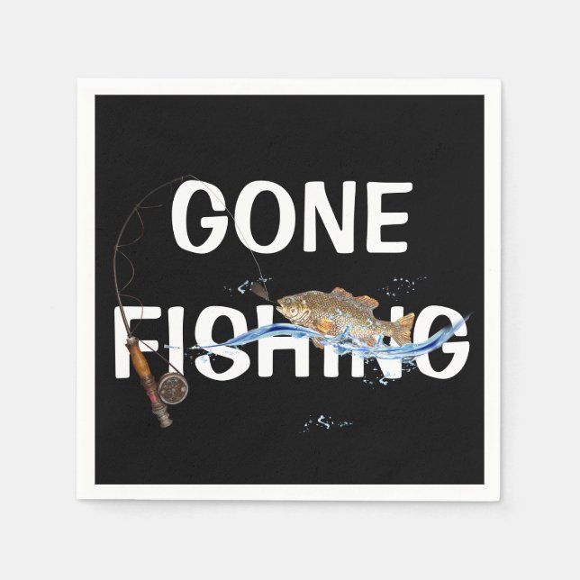 gone fishing with fish on hook napkins (Front)