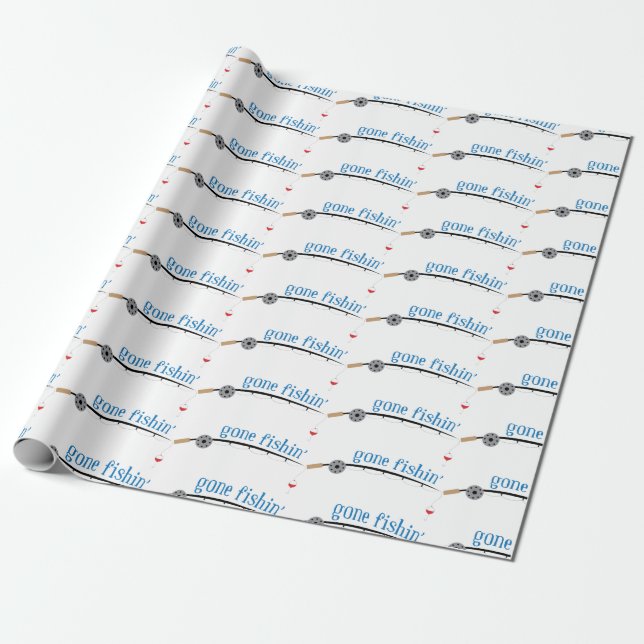 Gone Fishing Wrapping Paper (Unrolled)