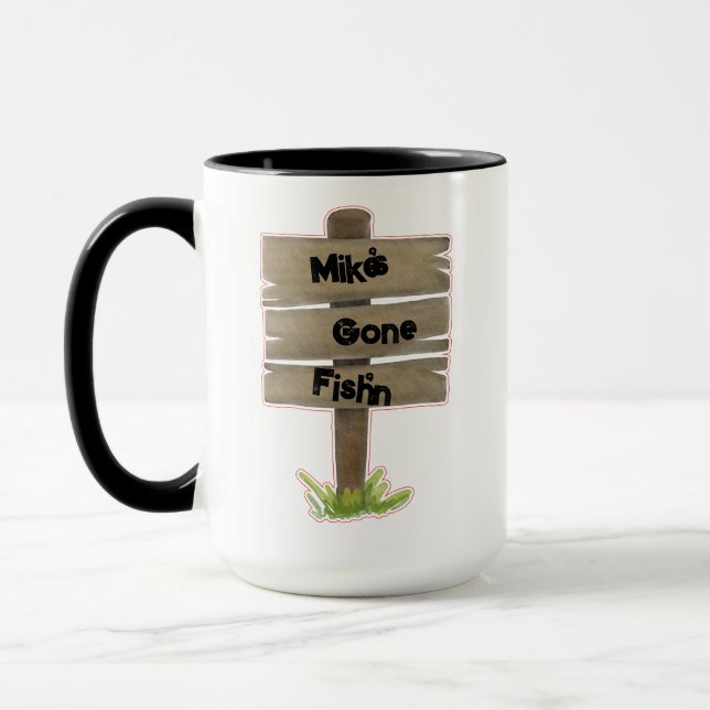 "Gone Fish'n" Personalized Coffee Mug (Left)