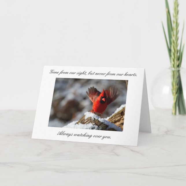 Gone from our Sight, Not our Hearts, Cardinal Holiday Card (Front)