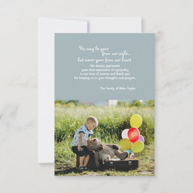 Gone from our Sight Photo Bereavement Thank you Card (Front)