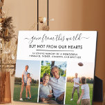 Gone from this World 3 Photo Remembrance Plaque<br><div class="desc">Create your own remembrance photo plaque. The title reads "gone from this world but not from our hearts" in elegant handwritten script and modern uppercase print. The photo template is set up ready for you to add 3 of your cherished photos and you can also add your own custom wording....</div>