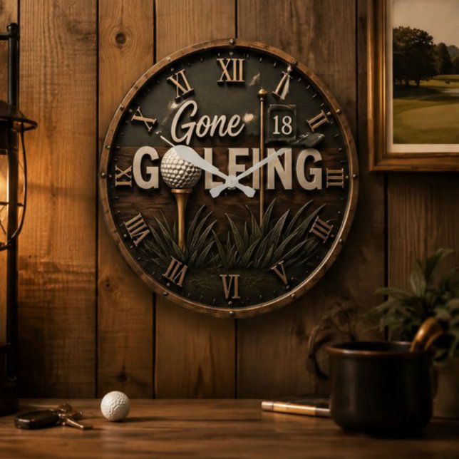 Gone Golfing Funny Golf Lover Gift  Large Clock (Creator Uploaded)