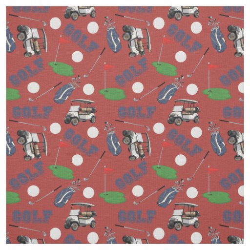 Gone Golfing on Brick Red Fabric