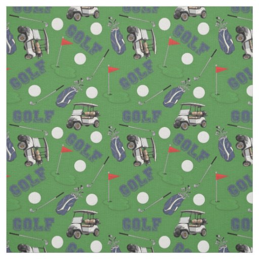 Gone Golfing on Grass Green Fabric