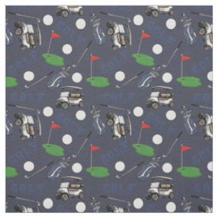 Gone Golfing on Gray-Blue Fabric