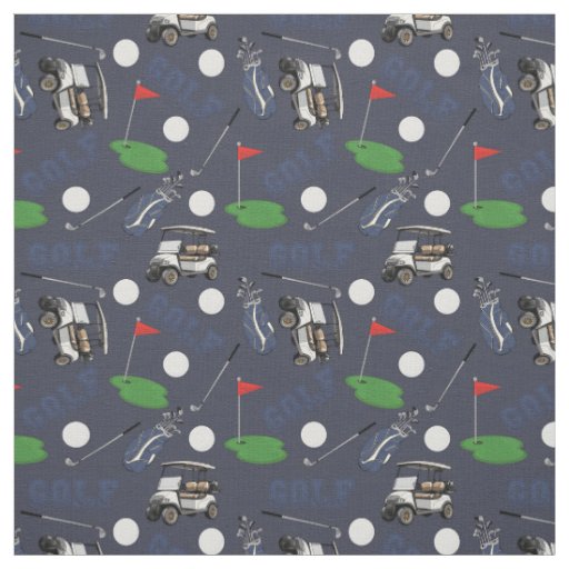 Gone Golfing on Gray-Blue Fabric