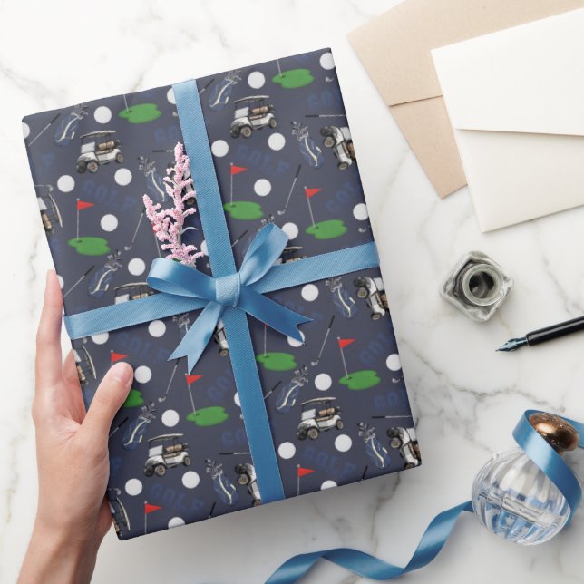 Gone Golfing on Gray-Blue Wrapping Paper (Gifting)