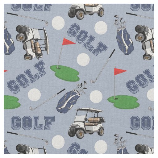 Gone Golfing on Light Gray-Blue Fabric