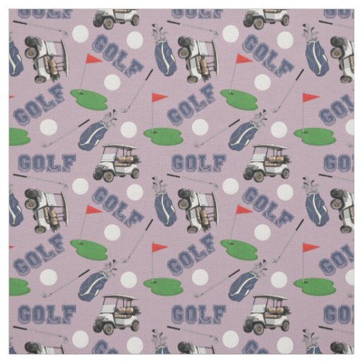 Gone Golfing on Pinkish Purple Fabric