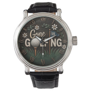 Gone Golfing Rustic Floral Golfer Gift Watch
