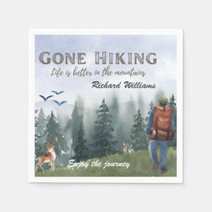 Gone Hiking Life is Better Mountains Hiker Deer Napkins