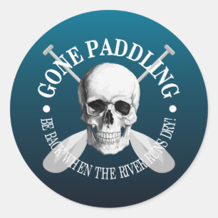 Gone Paddling (Skull) Classic Round Sticker