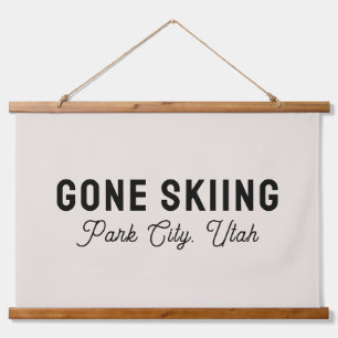 Gone Skiing Custom City Mountain Name Canvas Hanging Tapestry