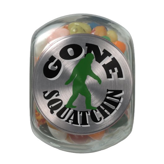 Gone squatchin bigfoot glass candy jar (Top)