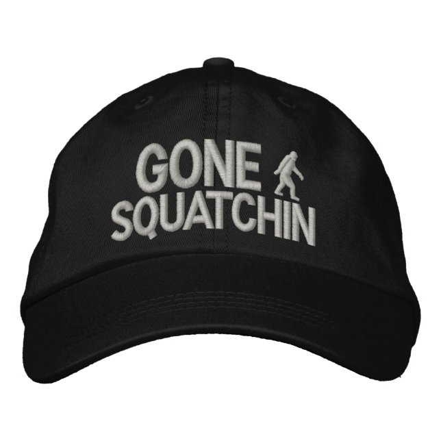 Gone Squatchin bigfoot logo Embroidered Baseball Hat (Front)