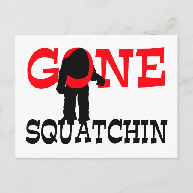Gone Squatchin Bigfoot Trapped Postcard (Front)