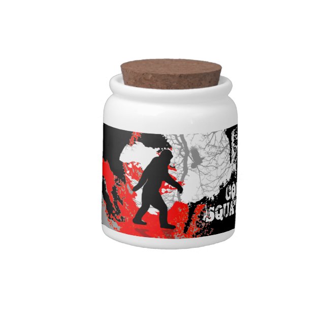 Gone Squatchin, black bigfoot Candy Jar (Left)