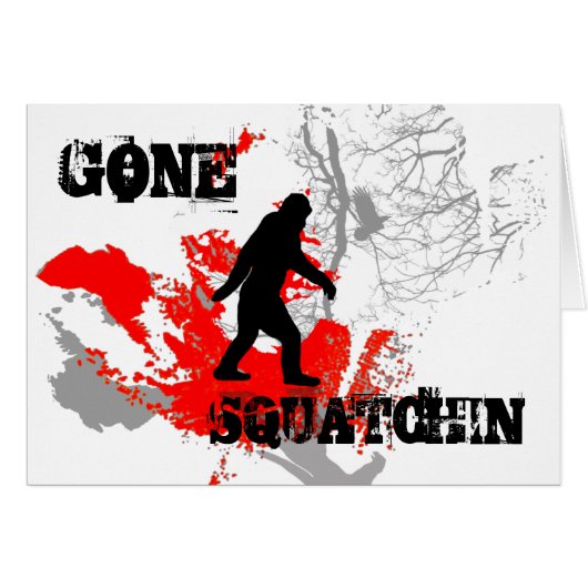 Gone Squatchin, black bigfoot Cards (Front Horizontal)