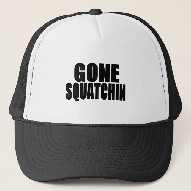 Gone Squatchin Black Logo Trucker Hat (Front)