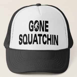Gone squatchin black text trucker hat