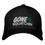 Gone Squatchin - Black White And Green Embroidered Baseball Hat at Zazzle