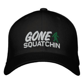 Gone Squatchin - black white and green Embroidered Baseball Hat