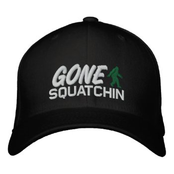 Gone Squatchin - Black White And Green Embroidered Baseball Hat by jZizzles at Zazzle
