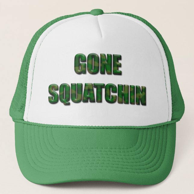 Gone Squatchin - Camo Version Trucker Hat (Front)