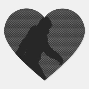 Gone Squatchin Charcoal Carbon Fiber Print Heart Sticker