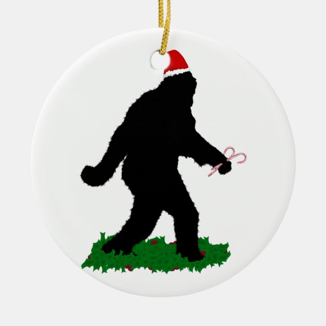 Gone Squatchin' Christmas Ceramic Ornament (Front)