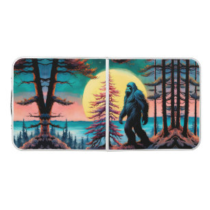 Gone Squatchin' Colorful Sasquatch Landscape Beer Pong Table