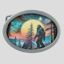 Gone Squatchin' Colorful Sasquatch Landscape Belt Buckle