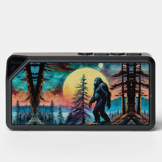 Gone Squatchin' Colorful Sasquatch Landscape Bluetooth Speaker (Front)