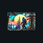 Gone Squatchin' Colorful Sasquatch Landscape Canvas Print<br><div class="desc">Colorful Sasquatch walking on the mountain under a full moon

AI Generated art by minx267</div>