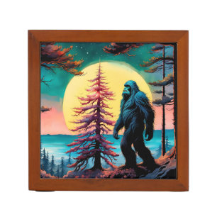 Gone Squatchin' Colorful Sasquatch Landscape Desk Organizer