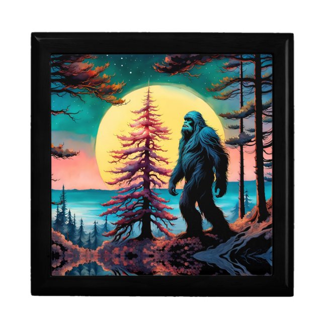 Gone Squatchin' Colorful Sasquatch Landscape Gift Box (Front)
