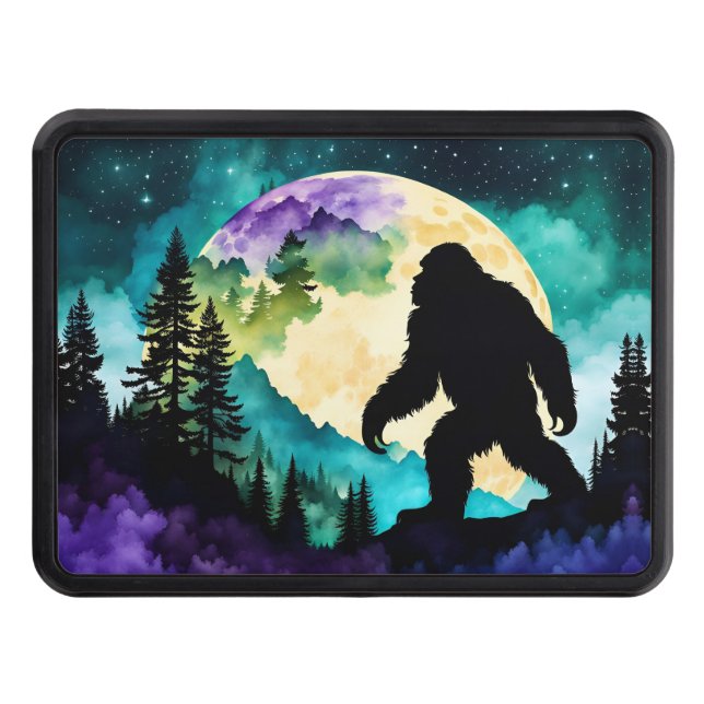 Gone Squatchin' Colorful Sasquatch Landscape Hitch Cover (Front)