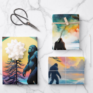Gone Squatchin' Colorful Sasquatch Landscape II Wrapping Paper Sheets