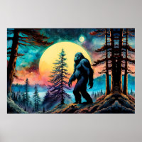 Gone Squatchin' Colorful Sasquatch Landscape