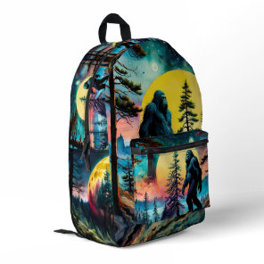 Gone Squatchin' Colorful Sasquatch Landscape Printed Backpack