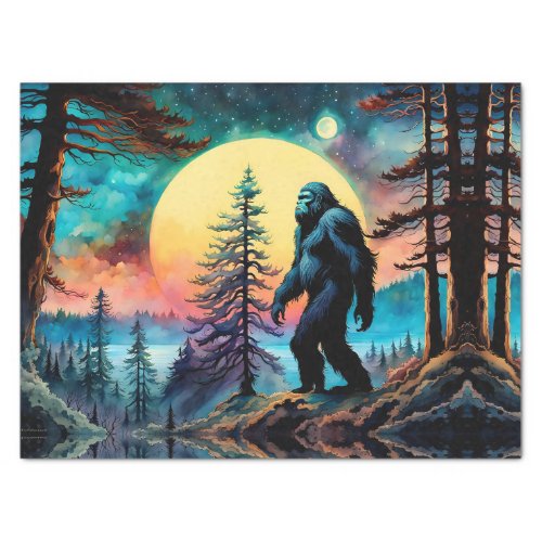 Gone Squatchin Colorful Sasquatch Landscape Tissue Paper