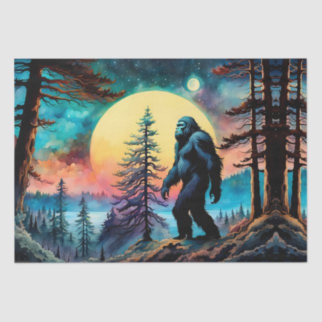 Gone Squatchin' Colorful Sasquatch Landscape Tissue Paper (Front)