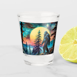 Gone Squatchin' Colorful Sasquatch Moon Shot Glass